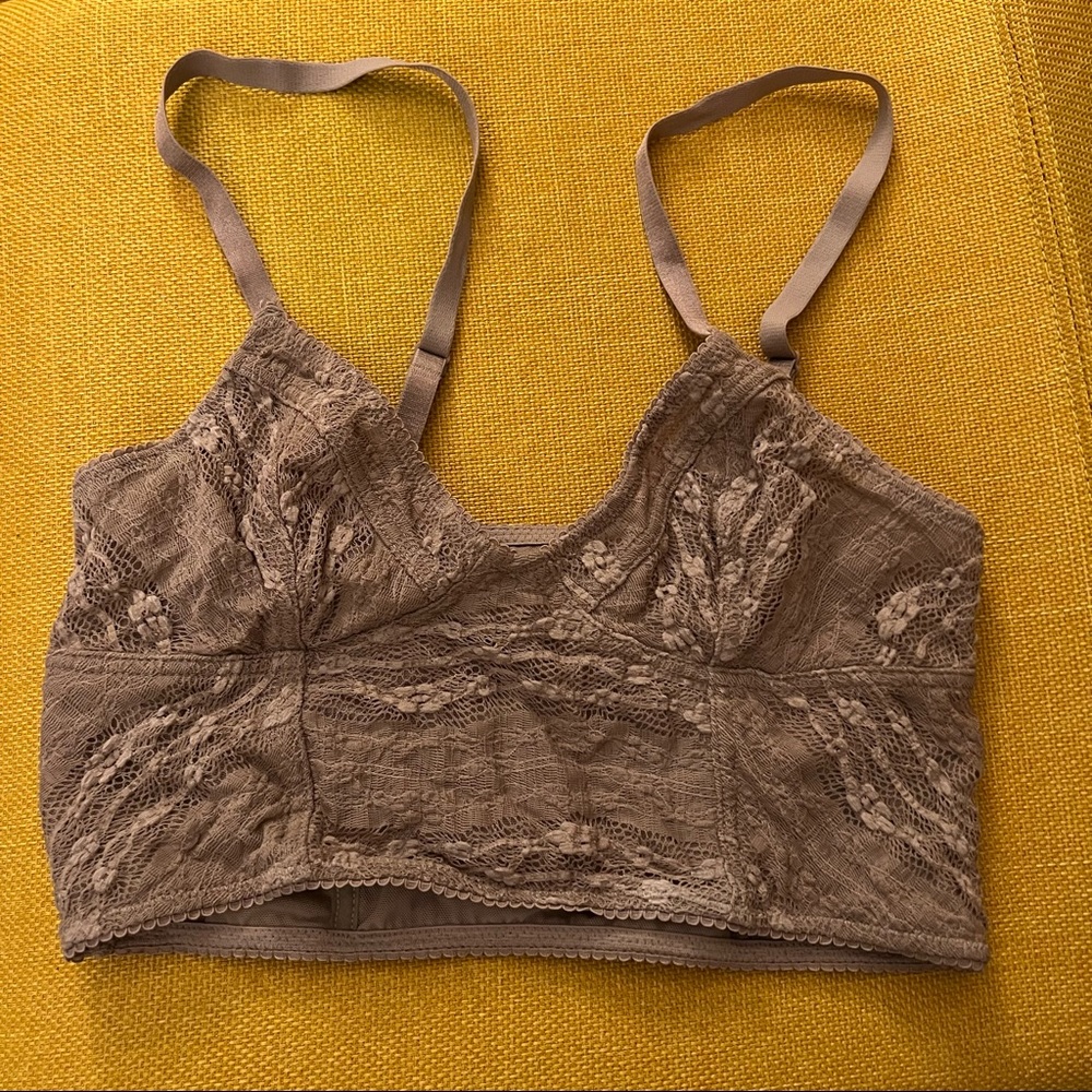 Free People Taupe Lace Corset Bralette